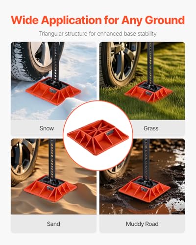 VEVOR High Lift Jack Base and Handle Keeper, 11.6" x 11.6" Off Road Jack Stand Base with 7000 Pound Capacity, Heavy-Duty Farm Jacks Support Stand for Most Jacks with 7.3" x 4.7" Base, Red