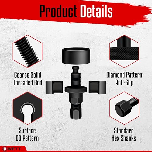 WETT Power Steering Pump Pulley Puller Removal and Installer Tool Set, Professional Automotive Pump Pulley Remover Installer Repair Tool Kit, Compatible with Ford, GM, VW, Chrysler Vehicles