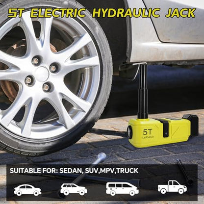Cordless Electric Car Jack Kit for Dewalt 20V Battery, Cordless Remote Control 5 Ton Hydraulic Car Jack with LED Light for Sedan, SUV,MPV,Truck (NO Battery