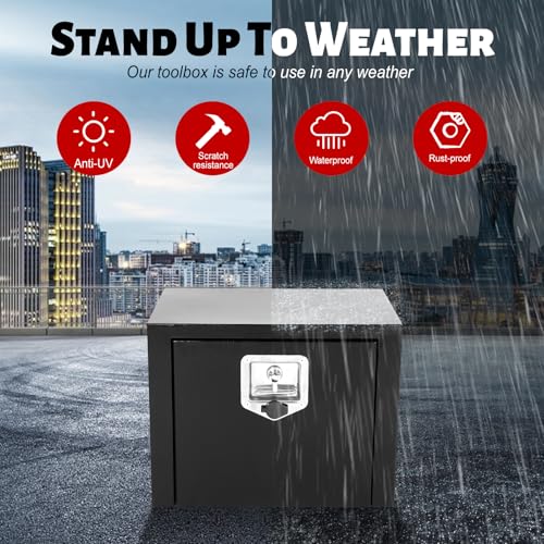 Steel Plated Underbody Truck Tool Box,Steel Truck Storage Organizer-Black | Waterproof Tongue Box for Storage with Smooth Surface for Truck, Pickup, RV, Trailer - Black, 18" x 12" x 14" Inch - size: 18" x 12" x 14"