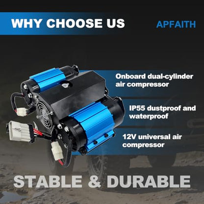 Universal 12 Volts High Performance On-Board Twin Air Compressor Replacement for ARB CKMTA12 For Pneumatic Tools For Tire Inflator Air Horn Air Tools Air Lockers Locking Differentials