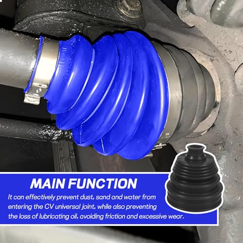 Wuyaoyao 13PCS CV Axle Boot Repair Kit, 2PCS Silicone CV Boot with 4 Stainless Steel Clamps & 6 Cable Ties & Expander Tool, Waterproof Dustproof CVs Joint Boots Kit, Universal Car Accessories (Blue) - color: Blue