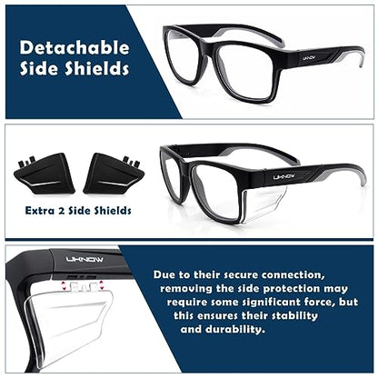 UKNOW Safety Glasses - Anti Fog Lenses - Eye Protection with Side Shields - ANSI Z87.1 Protective Eyewear - UV Protection - color: Black