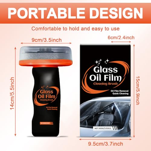 Automotive Oil Film Cleaning Brush for Car Windshield, Glass Emulsion Cleaner, 100g Roll-On Glass Oil Film Remover with Reusable Cleaning Board, Anti-Fog & Water-Resistant Coating for Safe Driving