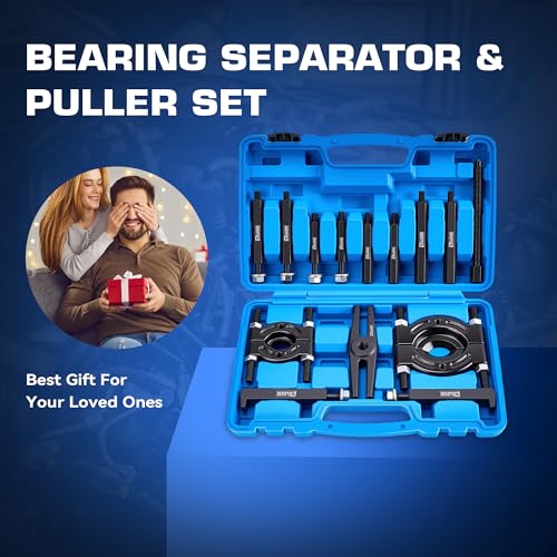 KOOPOOL Bearing Puller and Splitter Kit, Separator and Puller Set, Pinion Bearing Puller and Wheel Removal Tool, 5 Ton Capacity Bearing Separator with 2’’ and 3’’ Bearing Separator Jaws, 14Pcs (Blue) - color: BLUE