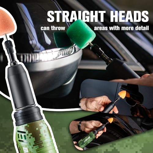 BATOCA S6 Mini Cordless Polisher for Car Detailing, 2x2.0Ah Batteries, Rotary Buffer, 12mm Dual Action Polisher 1-3 Inch, 2 Different Speeds Heads Systems, 4.2k-21k&1-5k RPM Camouflage Pattern Style - size: Camouflage Pattern Style with 2 batteries