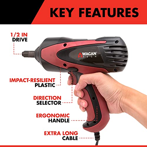 Wagan EL2257 12V DC Mighty Impact Wrench, 1/2 inch 12 Volt Electric Impact Wrench Kit, 271 ft-lbs, Tire Repair Tools with Sockets and Carry Case - size: EL2257 12V