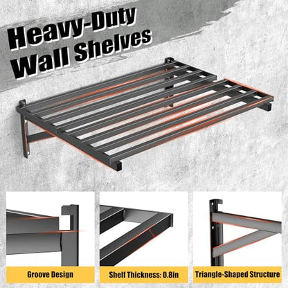 Ultrawall Heavy Duty Garage Wall Shelves, 2 x 3 ft Wall Mounted Storage Shelves, Holds Up to 800Lbs, 2Pack, Black - size: 36in