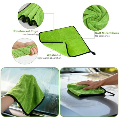7PCS Windshield Cleaner Tool, Car Windshield Cleaner Tool+Side Mirror Squeegee +3 Microfiber Pads+100ml Spray Bottle+1 Detailing Brush,12-19inches Extendable Handle,180° Rotation
