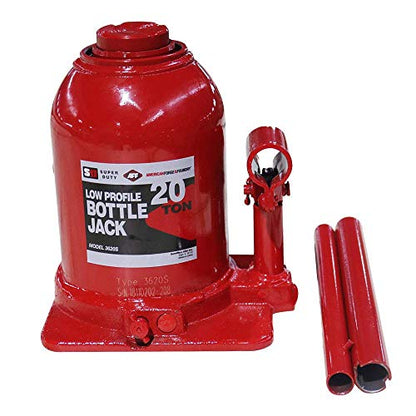 AFF Super Duty 20 Ton Low Profile Hydraulic Bottle Jack, Manual, Welded Cylinder, High-Grade Steel Construction, Forged and Welded Base, 3620S