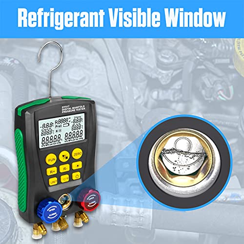 PLAYOCCAR HVAC Digital Manifold Gauge Kit for AC & Refrigerator | Vacuum, Pressure & Temp Testing, Diagnostic Set for AC & Refrigerator Maintenance, Recharge Tool