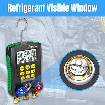 PLAYOCCAR HVAC Digital Manifold Gauge Kit for AC & Refrigerator | Vacuum, Pressure & Temp Testing, Diagnostic Set for AC & Refrigerator Maintenance, Recharge Tool