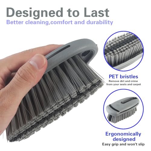Carpet and Upholstery Cleaning Brush,Carpet Scrubber Stiff Bristle Detailing Scrub Brushes,Interior Leather Brush for Car and Home (Gray) - color: Gray