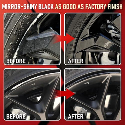 Wheel Scratch Repair Kit, Gloss Black Rim Repair Kit Curb Rash, DIY Alloy Wheel Repair Kit, Car Wheel Rim Scratch Repair Kit, Rim Paint Pen for Wheel Repair, Universal Color Black Wheel Paint (Gloss Black) - color: Gloss Black