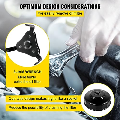 VEVOR Oil Filter Socket Set, 30 Pcs, Steel, Black, 3-Jam Wrench