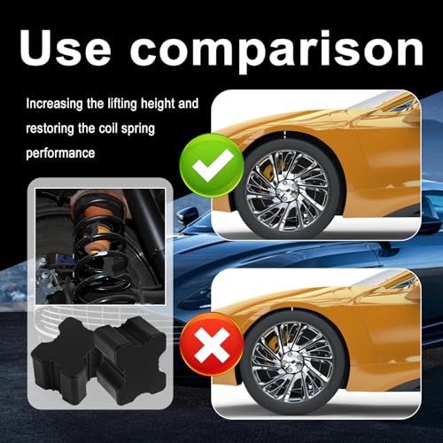 4PCS Rubber Car Coil Spring Spacer,Heavy Duty Car Rubber Lift Blocks Kit for Lifting Spring Spacing 1" to 1.5",Professional Front & Rear Cars Coil Spacers Kit Cars Accessories