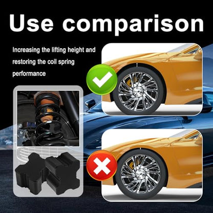 4PCS Rubber Car Coil Spring Spacer,Heavy Duty Car Rubber Lift Blocks Kit for Lifting Spring Spacing 1" to 1.5",Professional Front & Rear Cars Coil Spacers Kit Cars Accessories