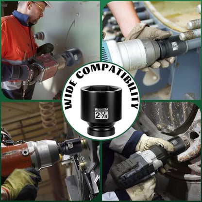 1" Drive Shallow Impact Socket,2-3/8 Inch SAE Jumbo Socket,CR-MO 6 Point for Easy Removal of Large Axle Nut（SAE) - size: 1 Inch Shallow 2-3/8", style: 1"Drive Shallow Impact Socket