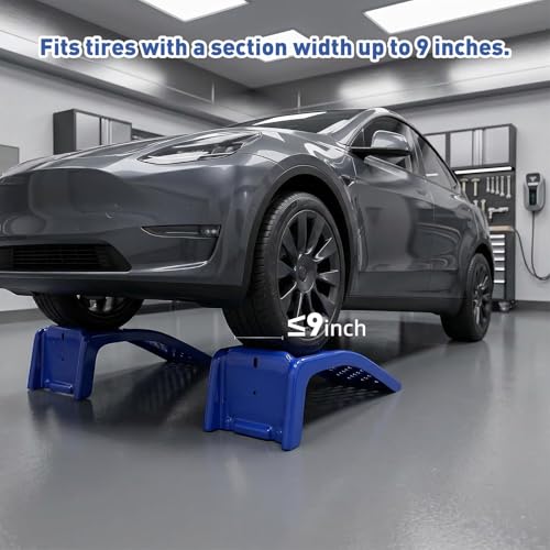 Heavy Duty Car Ramps for Oil Changes, 2 Pack Solid Steel Vehicle Ramps, 8,000 LBS Capacity Per Pair, 35" x 12" x 9.5", Auto Service Ramps, 9" Tire Track Width, Traction Hole Surface, Blue - color: Blue