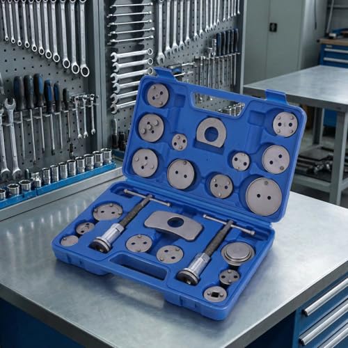 WEEK NINE 24pc Brake Caliper Compression Tool Set, Heavy Duty Brake Piston Compressor and Wind Back Tool Kit for Brake Pad Replacement, Universal Disc Brake Caliper Tool Set (Blue) - color: Blue