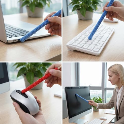 12 Pcs Microfiber Detail Duster Sticks, Crevice Cleaning Brush Kit for AC | Vent Fan Blade Mini Split Flexible Bendable Dust Cleaner for Home Car Window Blind Air Conditioner - Multicolors