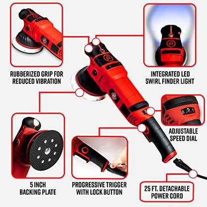 Adam's 15mm SK Pro Car Polisher Kit (16 Item) - Professional Buffer Polisher for Car Detailing & Scratch Repair - Includes Microfiber Towels, Polish, Compound, Pads, Tools, Carry Tote, & More - size: 15mm Polishing Kit (16 Item)