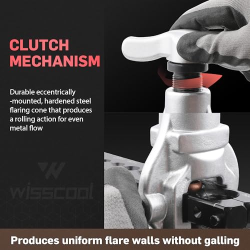 Wisscool HVAC Flaring Tool Kit, Tube Cutter, Deburrer, 3/16"-3/4" | Complete 45° eccentric flaring kit with seven sizes, tube cutter, and deburring tool for mini split and HVAC tubing - size: Flaring Tool Set