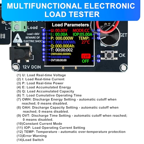 Treedix 120W Mini Electronic Load Tester Constant Current Discharge Module | Battery Load Tester with Color Screen for Li-ion Capacity Data Monitoring