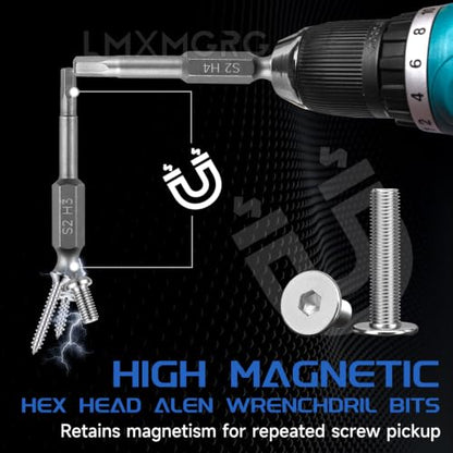 11PCS Hex Head Allen Wrench Drill Bit Set,Metric Hex Bit Set,1/4 Inch Square Shank Impact CNC Machined Screwdriver Bits(50mm) - color: 11pcs Hex Head