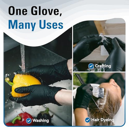 SWIFTLITE Disposable Nitrile Gloves Black, Food Safe Rubber Gloves Latex-Free Powder-Free for Cooking Food Prep Kitchen Clean - size: Small