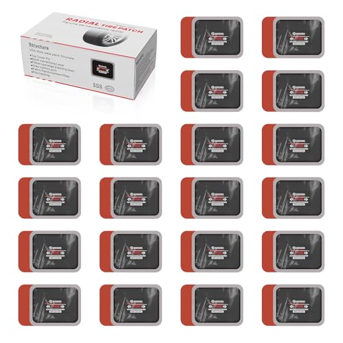 SUNSOUL 20Pcs Radial Tire Patches, 3.15" x 2.56" Heavy Duty Tire Patches | Fast Adhesion, Permanent Seal, 3 Size Options, Large Rectangular Bonding Area, Fits Car Truck, Bus, Tractor, Trailer - size: 3.15*2.56