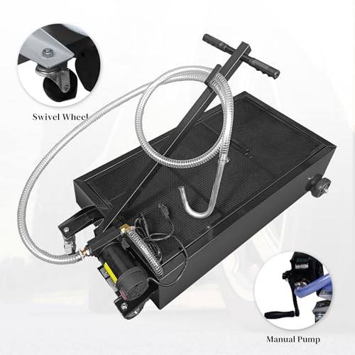 20 Gallon Low-Profile Oil Drain Pan with Electric Pump, Black | Low-profile oil drain pan includes an electric pump, T-handle and J-hook for easier oil changes on cars and trucks. - color: Black, size: 20 Gallon
