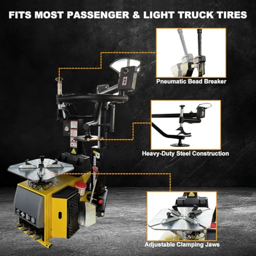 Tire Changer and Wheel Balancer Combo with Rear-Tilt System & Multiple Modes, 110V for 10-26" Rims, Complete Tire Service Package for Workshops