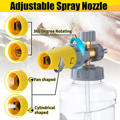 Tool Daily Foam Cannon with Pressure Washer Gun 5000 PSI, Power Washer Gun with 3/8'' Swivel Quick Connector, Adjustable Foam Blaster, M22 and 1/4 Inch Quick Connect, 1.5 Liter - size: 1.5 L