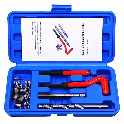 15pcs Thread Repair Kit M10 x 1.0mm Metric Thread Repair Insert Kit | Compatible Hand Tool Set for Auto Repairing (M10-1.0)