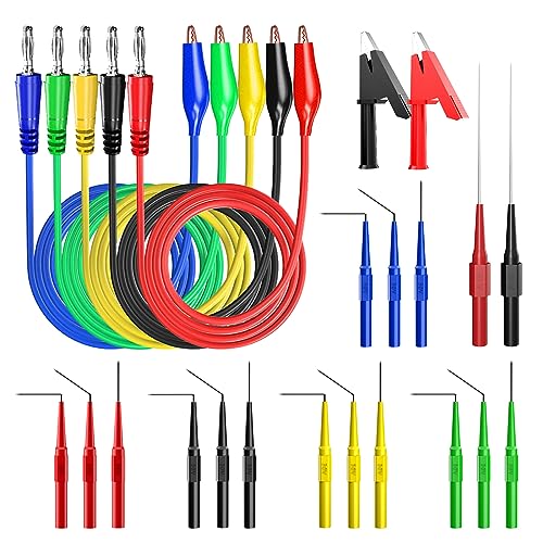 Goupchn Back Probe Kit Banana Plug to Copper Alligator Clip Automotive Test Leads Set with 3 Configurations Back Probe Pins Extended Length Probes for Car Repairing Diagnostic - size: 24PCS