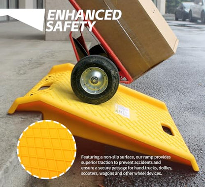 MaxxHaul Portable Curb Ramp 1000 lbs Capacity Heavy Duty Polypropylene Loading Ramp for Furniture Dolly Hand Truck and Moving Cart Non‑Slip Threshold Ramp for Driveway and Steps (50962)