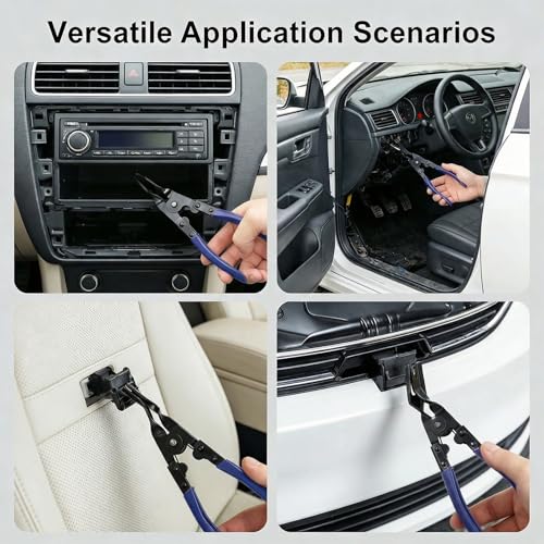 Automotive Panel Clip Pliers - Car Panel Upholstery Trim Clip Removal Tool Plier, Interior Clip Fastener Rivet Push Pin Panel Pliers, Repair Tool for Car Vehicle Dashboard Clip Remover Plier - color: Blue