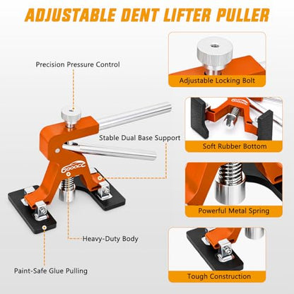 GOOACC 100 PCS Car Dent Puller Paintless Dent Removal Tool Adjustable Lifter Bridge Pullers 2 in 1 T-Bar Slide Hammer Glue Gun Reflector Board Repair Kit for Car Dents Hail Damage Door Body Ding - color: 100PCS Dent Puller Kit