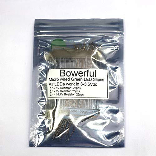 25pcs Pre-soldered Micro Litz Wired Leads Green SMD LED 0603 + Multi-Resistor - color: (5)Green, size: 25pcs