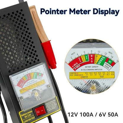 Battery Load Tester, Car Battery Tester and Voltage Tester, Automotive Battery Load Checker 12V 100A / 6V 50A