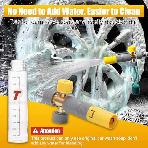 Tool Daily Mini Foam Cannon for Pressure Washer, Dual Connector | 5 Power Washer Spray Nozzle Tips, 1/4 Inch Quick Connect - size: 100 ml