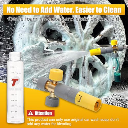 Tool Daily Mini Foam Cannon for Pressure Washer, Dual Connector | 5 Power Washer Spray Nozzle Tips, 1/4 Inch Quick Connect - size: 100 ml