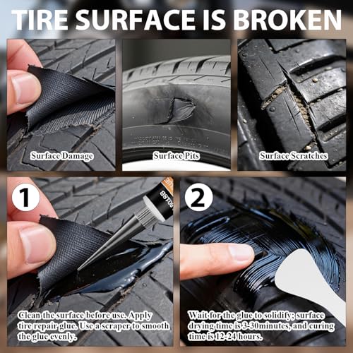 10ML*2 Tire Repair Glue with 30PCS Tire Repair Rubber Nails, Tire Repair Glue Kits, for Vacuum Tires Puncture Repair on Cars, Motorcycles, Trucks, and Tractors, Tire Plug kit.