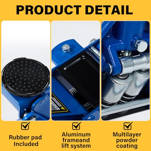 3 Ton Floor Jack Steel Hydraulic Jack with Dual Piston Quick Lift Pump | for Sport Utility Vehicle 6600 lb Capacity Blue
