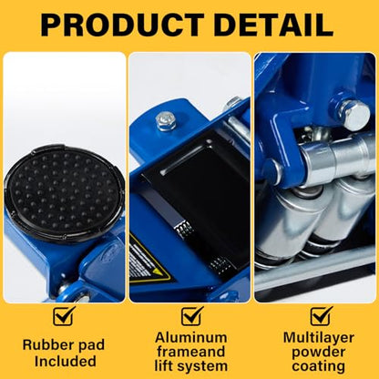 3 Ton Floor Jack Steel Hydraulic Jack with Dual Piston Quick Lift Pump | for Sport Utility Vehicle 6600 lb Capacity Blue