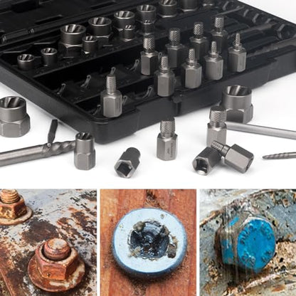 36Pcs Bolt Extractor Set and Spiral Screw Extractors, 2-in-1 Multi-Spline Screw Extractors, Stripped Screw Remover for Damaged, Frozen, Studs, Rusted, Rounded-Off Bolts, Nuts & Screws - size: 36 Pieces