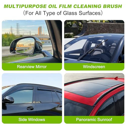 2 Set Oil-Free Car Glass Brushes, Upgrade 2.0 Clear Vision Glass Cleaner, Oil Film Cleaning Brush for Automotive Windows, Clearvision Cars Windshield Cleaner Tool, Universal Cleaning Wipe Board