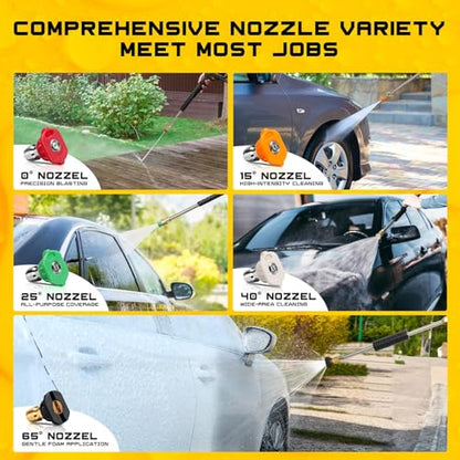 Foam Cannon for Pressure Washer, 1L Bottle Snow Foam Cannon with 5 Pressure Washer Nozzle Tips, 1/4 Inch Quick Connector, Compatible with Gas Pressure Washers&Electric Pressure Washers | Foam Cannon
