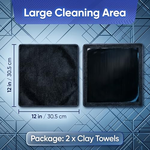 NADUSEP 2 Pack Clay Towel for Auto Detailing 12" x 12" – Reusable Synthetic Clay Bar Towel for Car Paint Decontamination, Removes Tar Sap Brake Dust, Detailing Tool for Cars Trucks SUVs